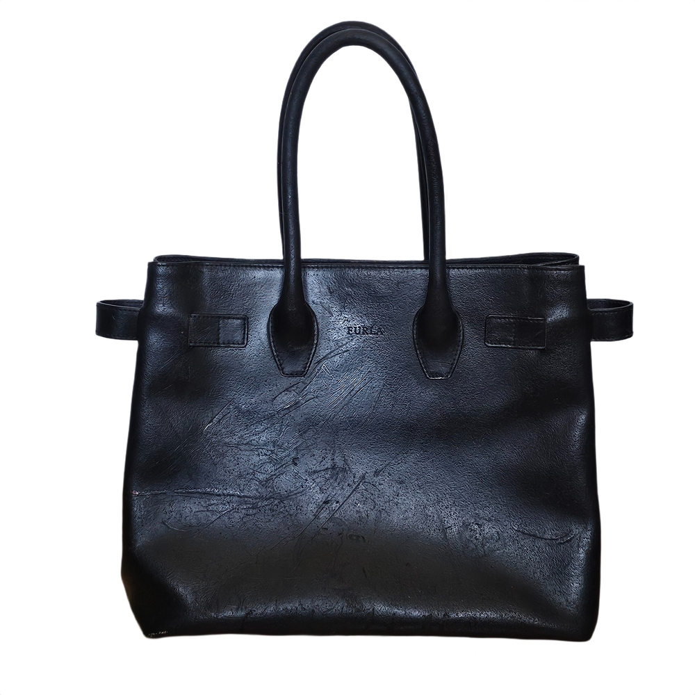 Furla Black Leather Tote – Distressed & Still Stunning - Picture 3 of 16